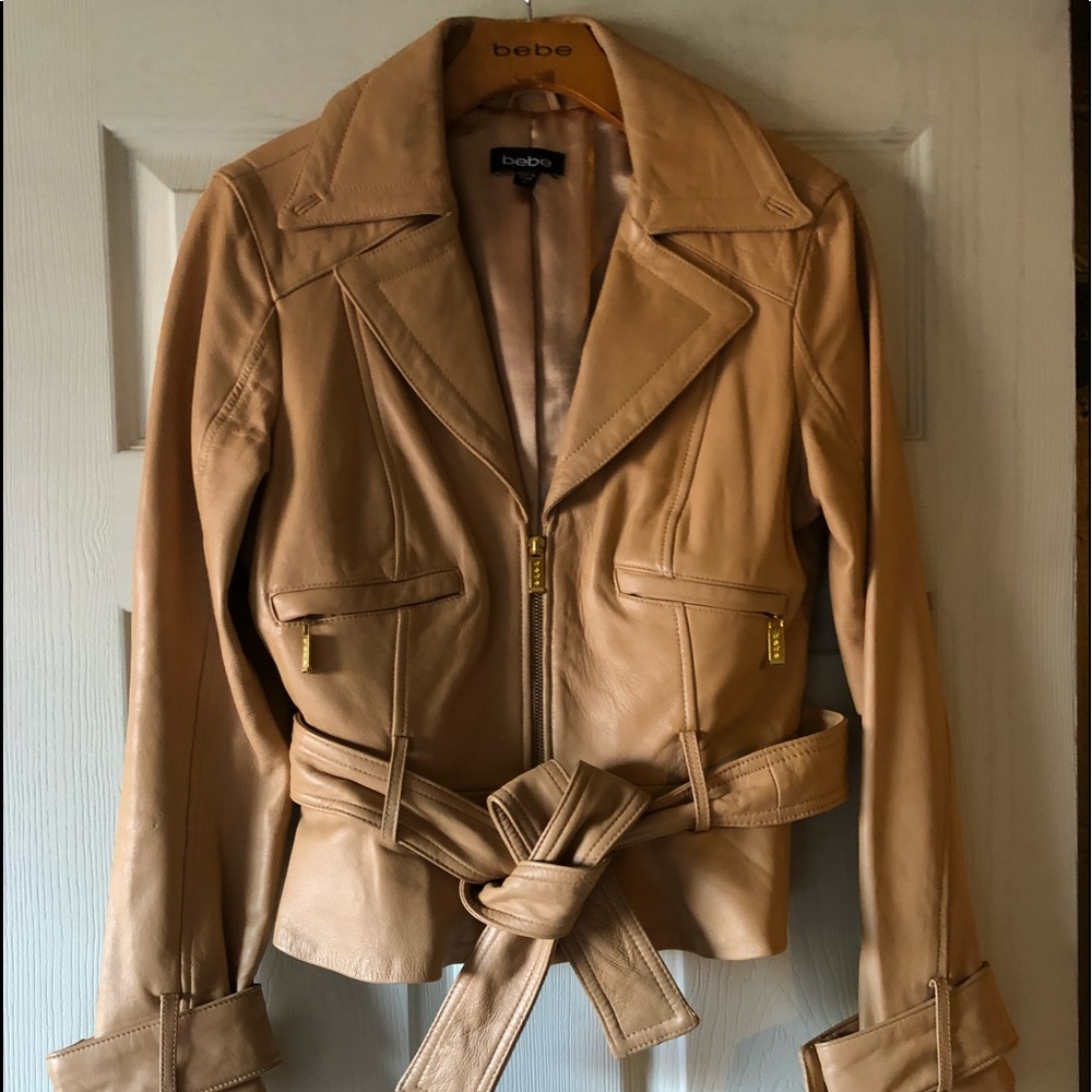 Bebe zip up leather jacket.